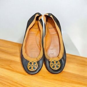 Tory Burch brown and orange ballet flats. Size 7.5